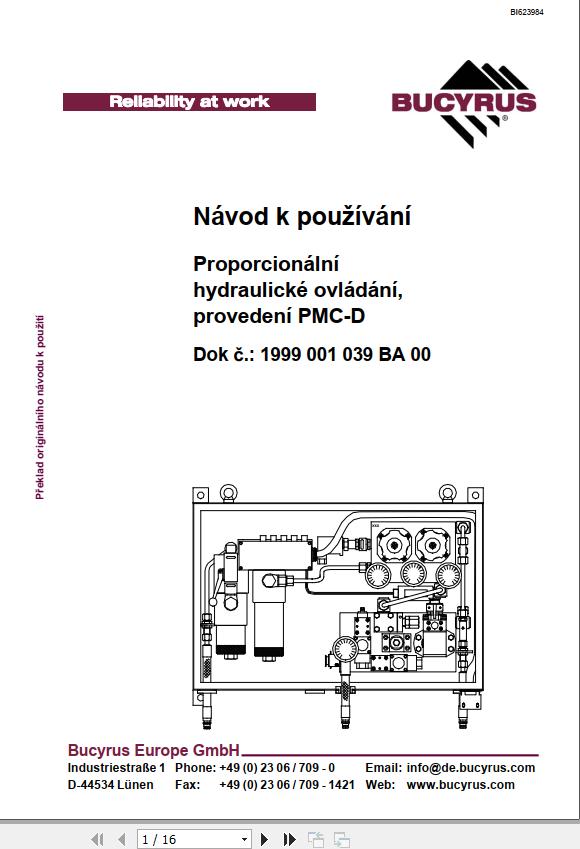 CAT Plow RHH 800 PF 3 822 Proportional Hydraulic Control Execution PMC D Operation Manual BI623984 CZ