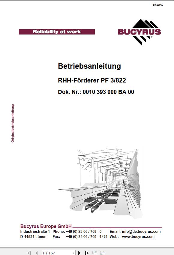 CAT Plow RHH 800 PF 3 822 RHH Conveyor PF 3 822 Operating Manual BI623969 DE