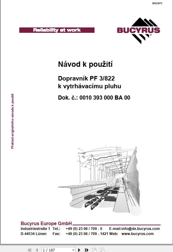 CAT Plow RHH 800 PF 3 822 RHH Conveyor PF 3 822 Operation And Maintenance Manual BI623970 CZ