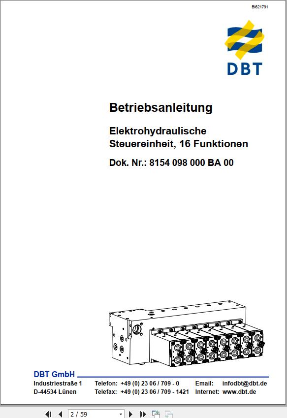CAT Roof Support 16 Function Electrohydraulic Control Unit Operating Manual BI621791 DE