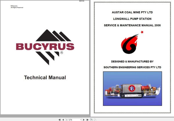 CAT Roof Support Austar Longwall Pump Station Operation And Maintenance Manual BI619135