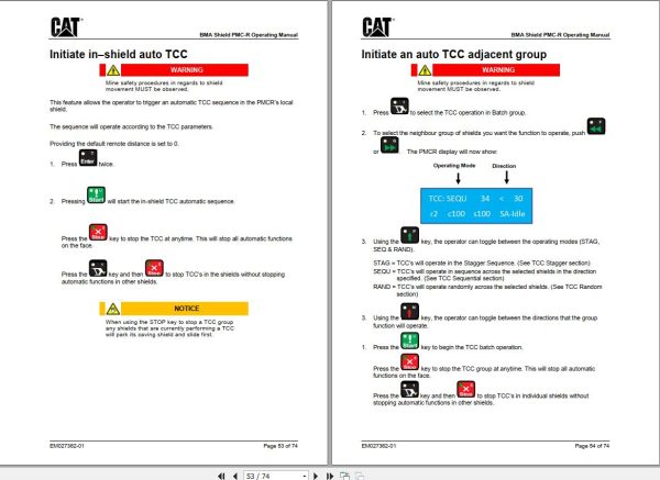 CAT Roof Support BMA Shield PMC R Operating Manual EM027362 1