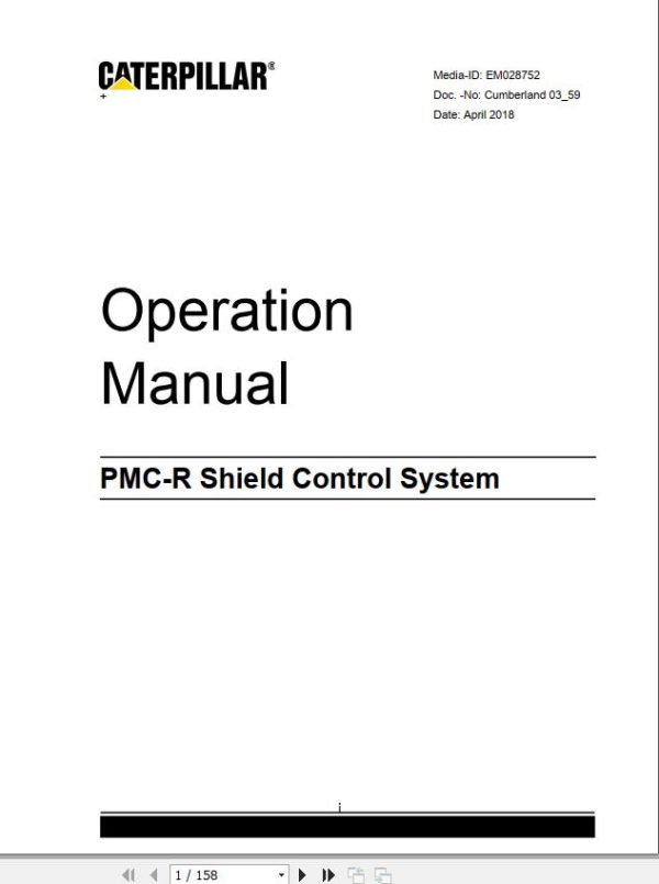 CAT Roof Support EHC For PMC R Shield Control Operation Manual EM028752