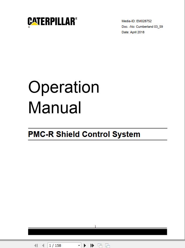CAT Roof Support EHC For PMC R Shield Control Operation Manual EM028752