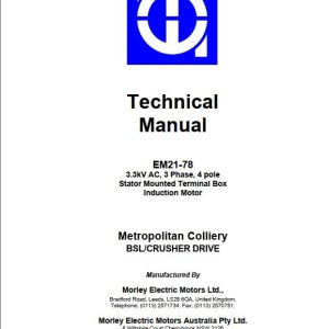 CAT Roof Support Metropolitan EM 21 78 Induction Technical Motor Operation Manual BI619303