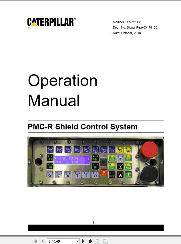 CAT Roof Support PMC R Shield Control System Operation Manual EM029139