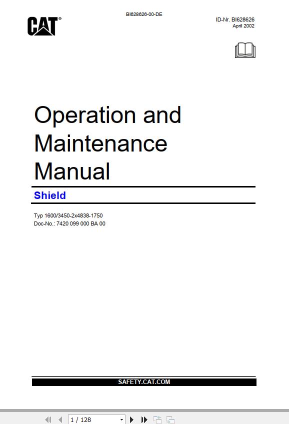 CAT Roof Support RSF Operation And Maintenance Manual BI628626 DE