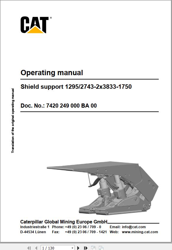 CAT Roof Support RSF Other Operation And Maintenance Manual BI001772