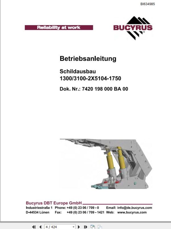 CAT Roof Support Shield Removal 1300 3100 2×5104 1750 Operation Manual BI634985 DE
