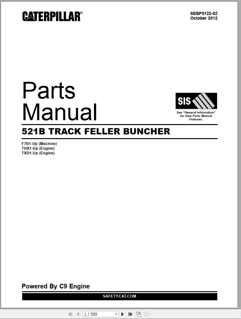 CAT Track Feller Buncher 521B Parts Manual SEBP5122 02 2012