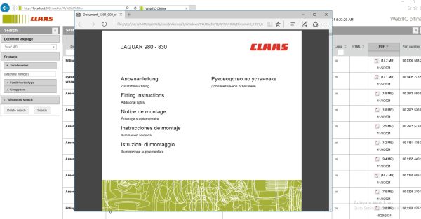 CLAAS WebTIC Offline AR 10.2022 Operator Manual Repair Manual Service Documentation DVD 4