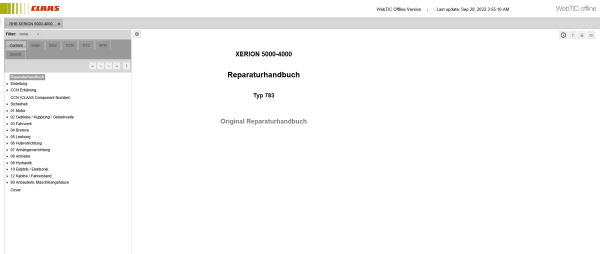 CLAAS WebTIC Offline DE German 10.2022 Operator Manual Repair Manual Service Documentation DVD 4