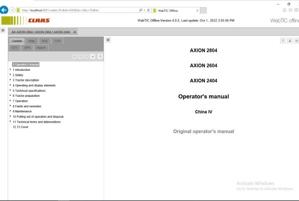 CLAAS WebTIC Offline EN 10.2022 Operator Manual Repair Manual Service Documentation DVD 2