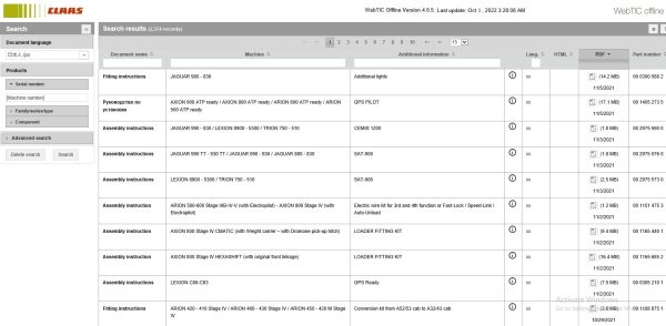 CLAAS WebTIC Offline JA 10.2022 Operator Manual Repair Manual Service Documentation DVD 1