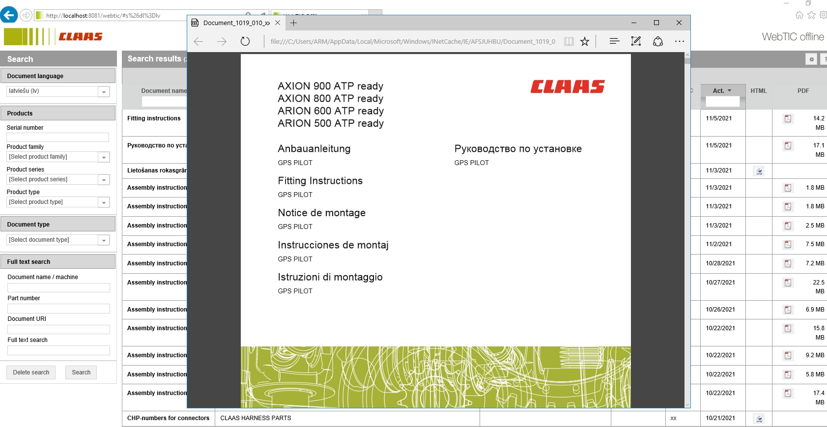 CLAAS WebTIC Offline LV 10.2022 Operator Manual Repair Manual Service Documentation DVD 1