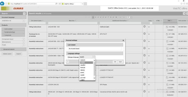 CLAAS WebTIC Offline NL 10.2022 Operator Manual Repair Manual Service Documentation DVD 5