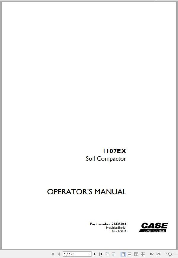 Case Soil Compactor 1107EX Operators Manual 03.2018