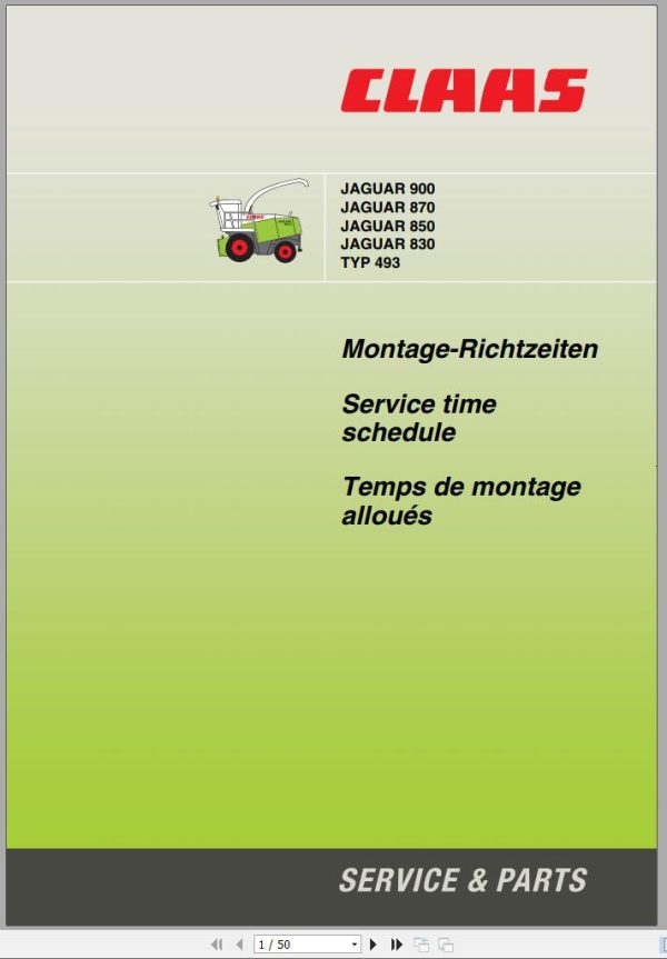Claas Forage Harvester Jaguar 980 930 Operator Manual ZH
