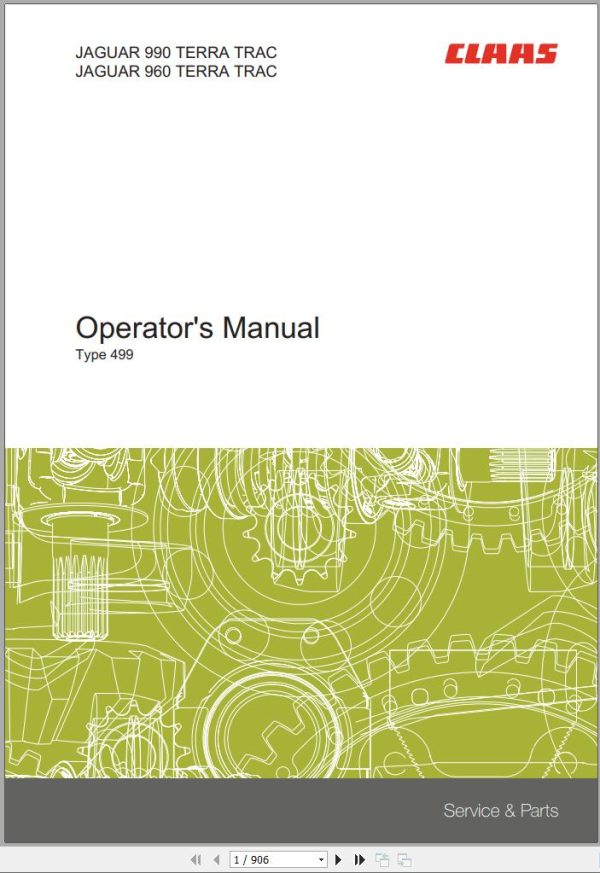 Claas Forage Harvester Jaguar 990 960 Terra Trac Type 499 Operator Manual