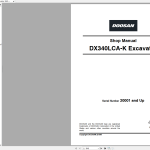 Doosan Excavator DX340LCA K Shop Manual 20001 and up 2018 1