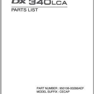 Doosan Excavator DX340LCA Parts List 950106 00266AEF 05.2016