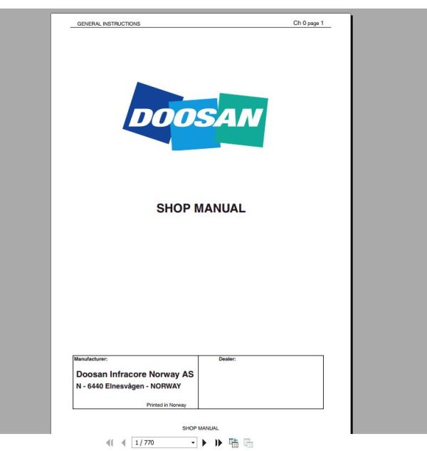 Doosan All Model Full Service Manual DVD1