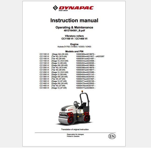 Dynapac Machinery 34.6 GB PDF EN 2022 Part Catalog Operator Maintenance Manual Full DVD 2