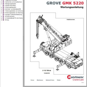 Grove Crane GMK 5220 Parts Catalog Schematics Operation and Maintenance Manual EN DE