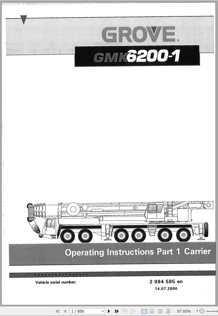 Grove Crane GMK 6200 1 Operation Manual Pneumatic Schematic