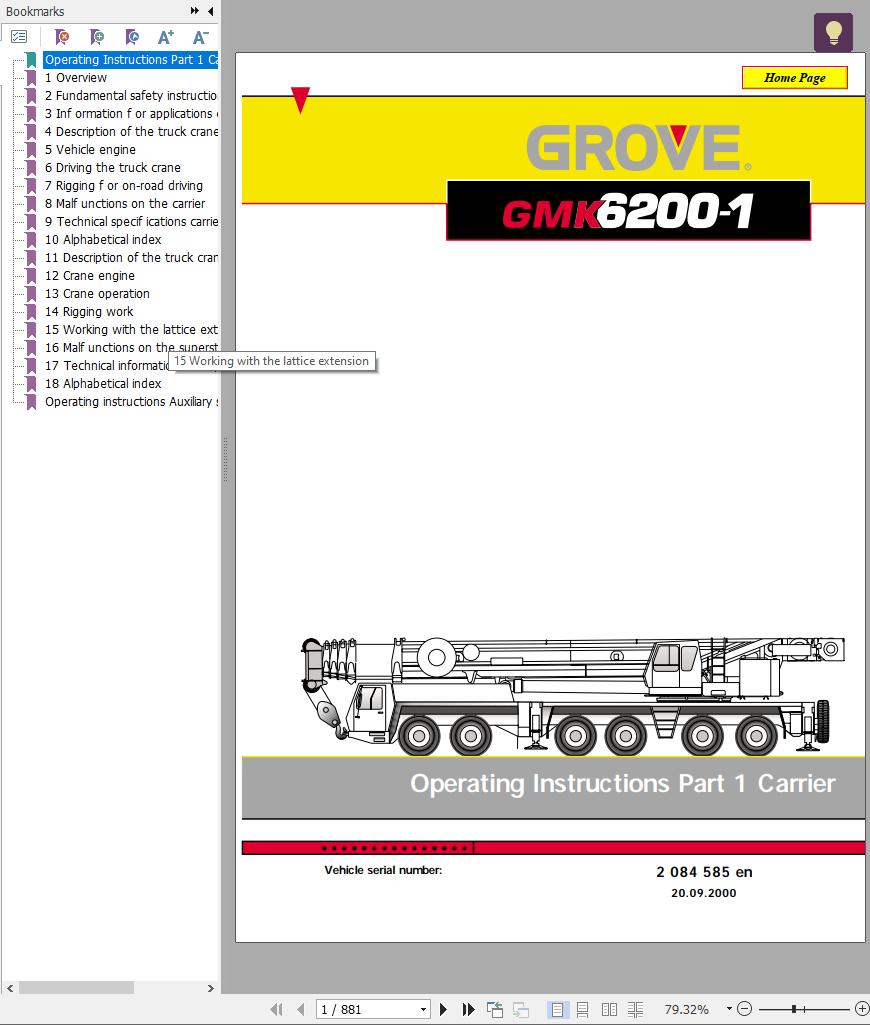 Grove Crane GMK 6200 Operation Manual