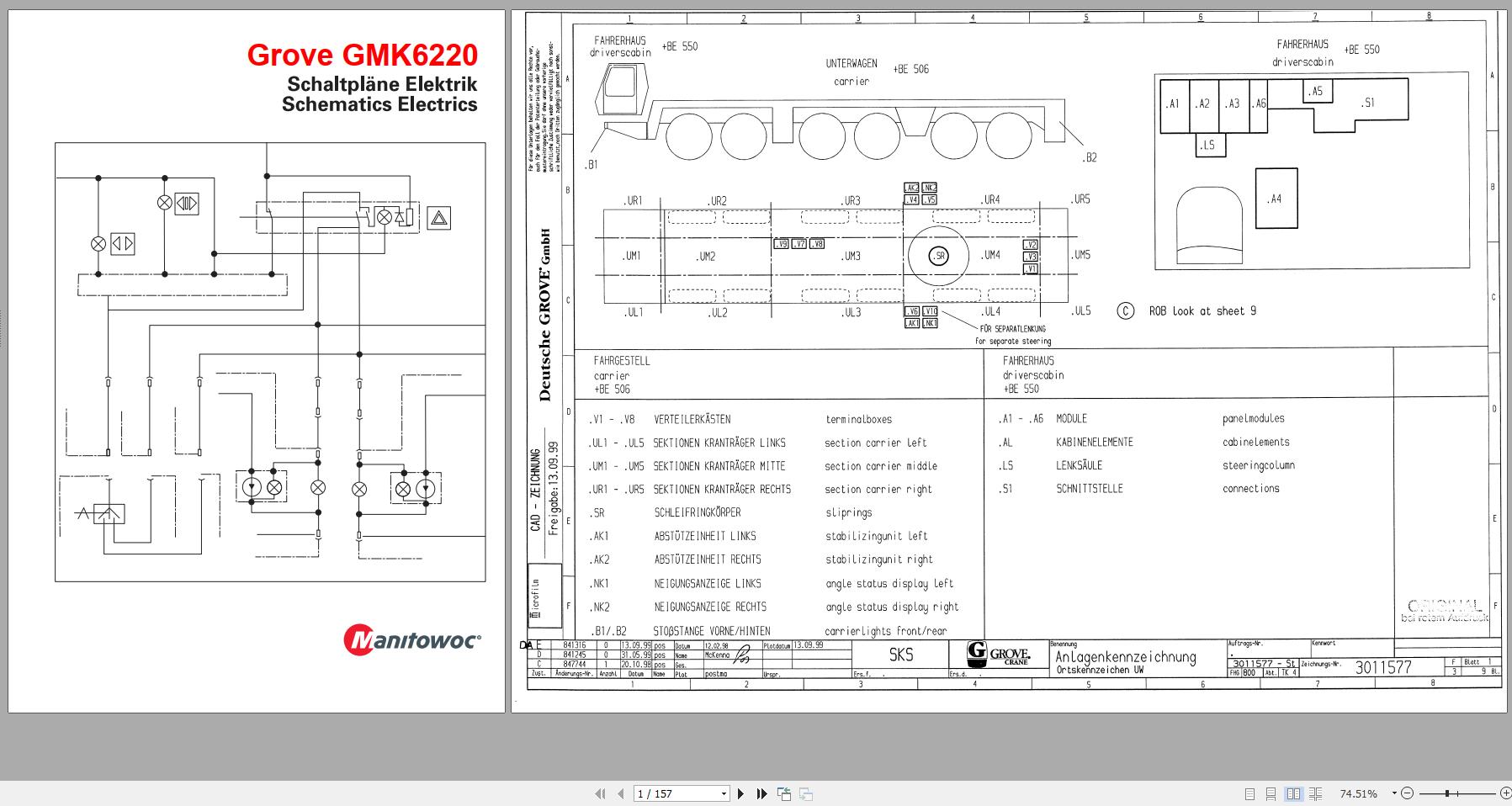 Grove Crane GMK 6220 6220-1 Electrical, Hydraulic, Pneumatic Schematics