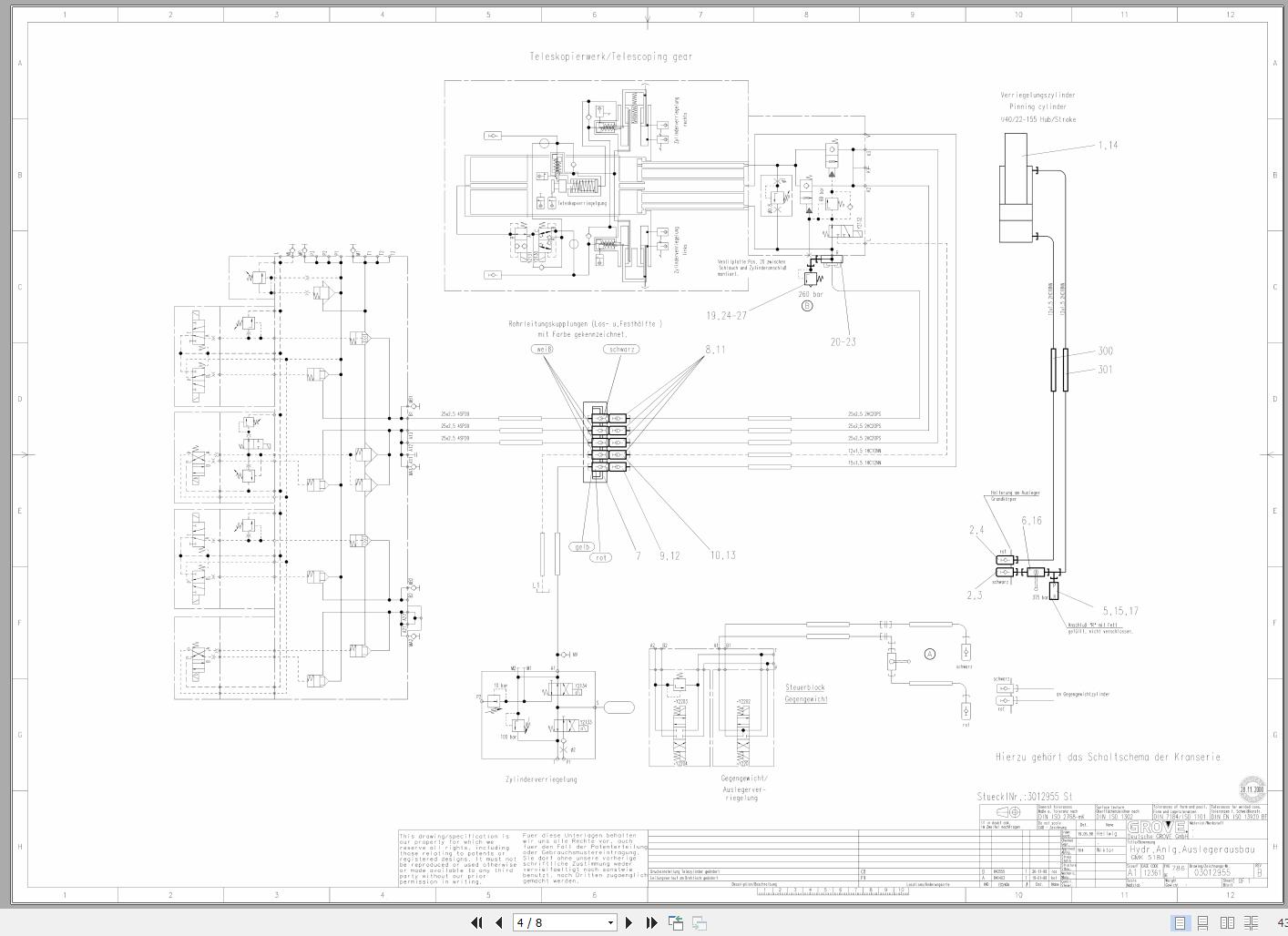 Grove Crane GMK 6220 6220-1 Electrical, Hydraulic, Pneumatic Schematics