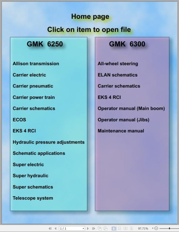 Grove Crane GMK 6250 GMK 6300 Service Manual Pneumatic and Hydraulic Schematic EN DE