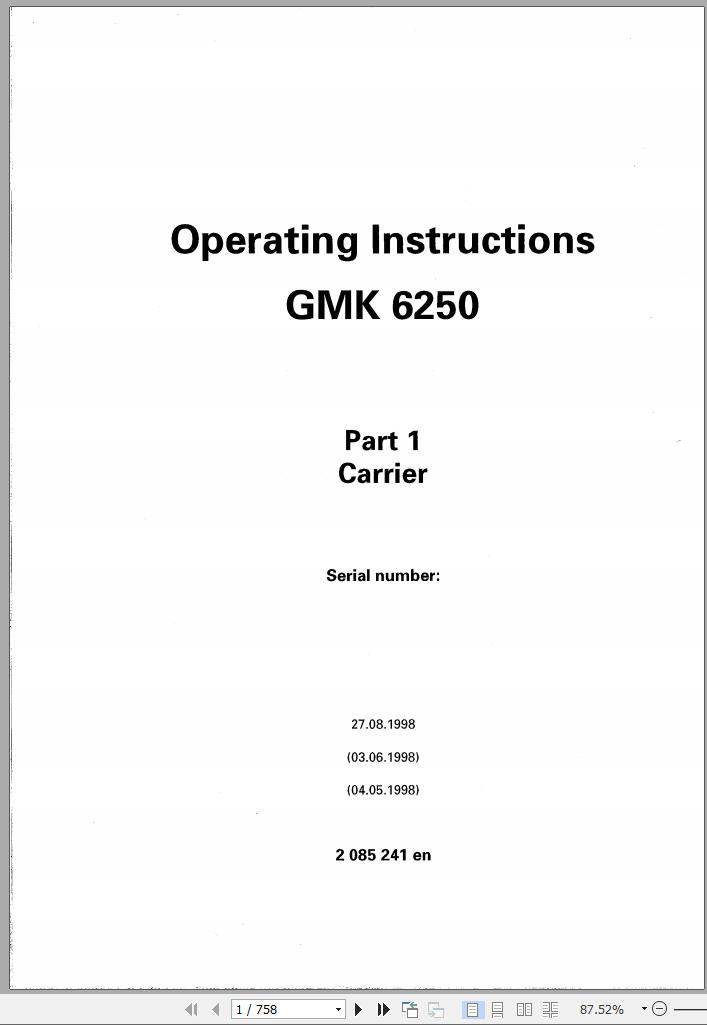 Grove Crane GMK 6250 Operation Manual Pneumatic Schematic