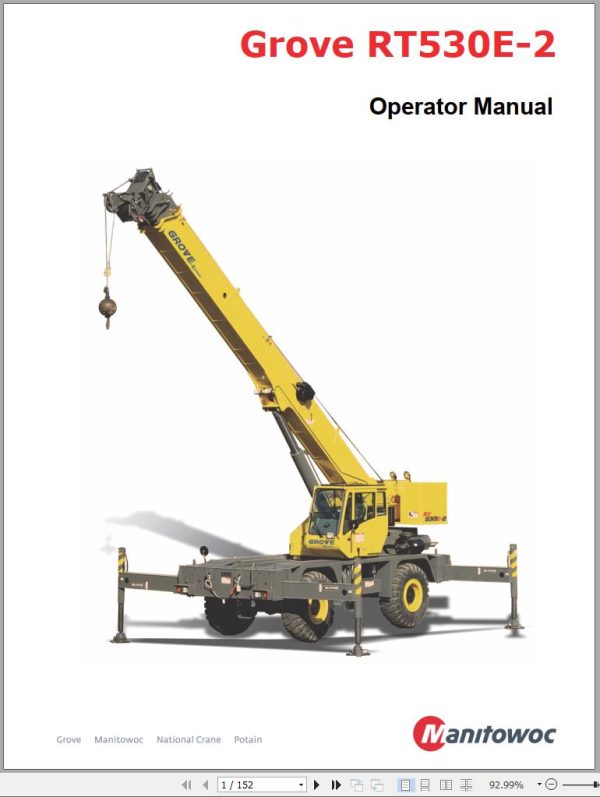 Grove Crane RT530E2 233583 Parts Catalog, Schematics, Service Manual