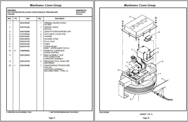 Grove Crane RT750 Parts Catalog Schematics