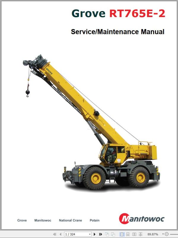 Grove Crane RT765E 2 Service Operator Parts Manual and Schematic 232298 1