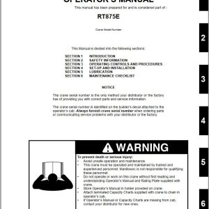 Grove Crane RT875E Operator Manual and Schematic
