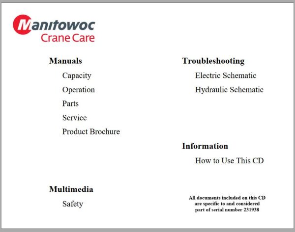 Grove Crane RT9150E Service Operator Parts Manual and Schematic 231938