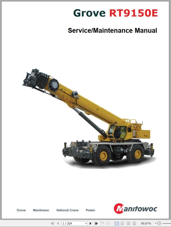 Grove Crane RT9150E Service Operator Parts Manual and Schematic 231938 1