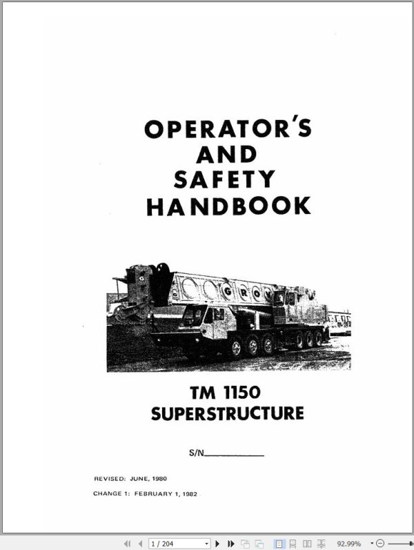Grove Crane TM1150 Operator Manual and Electrical Schematic
