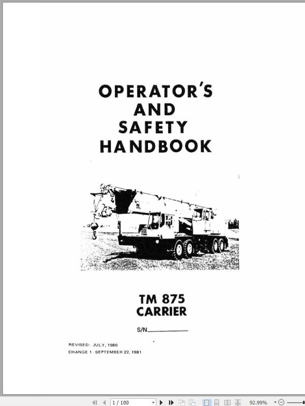 Grove Crane TM875 Operator Manual