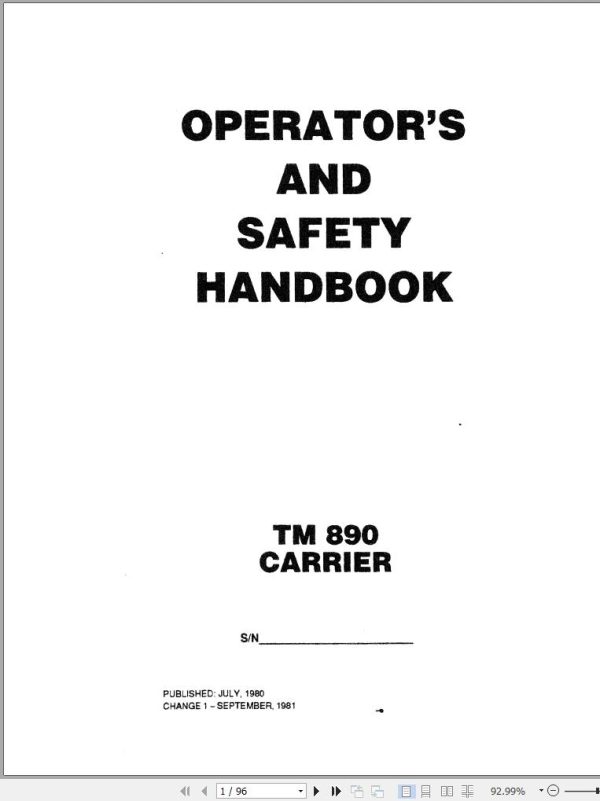 Grove Crane TM890 Operator Manual