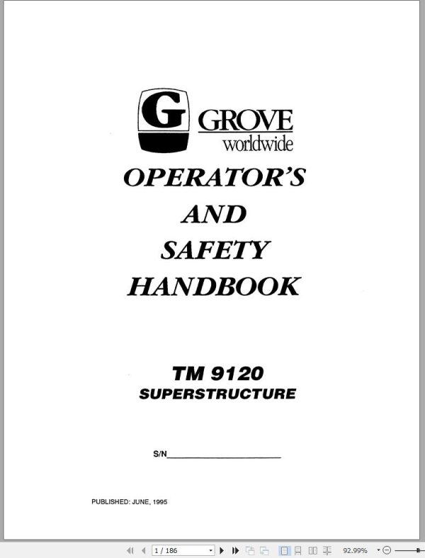 Grove Crane TM9120 Operator Manual and Schematics