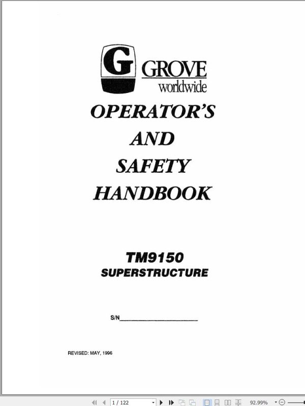 Grove Crane TM9150 Operator Manual and Hydraulic Schematic