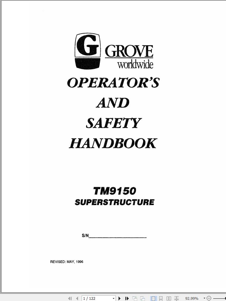 Grove Crane TM9150 Operator Manual and Hydraulic Schematic