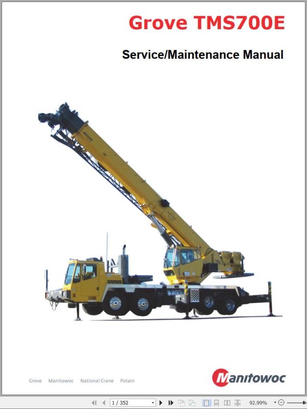 Grove Crane TMS760E Service Operator Parts Manual and Schematics 235408 1