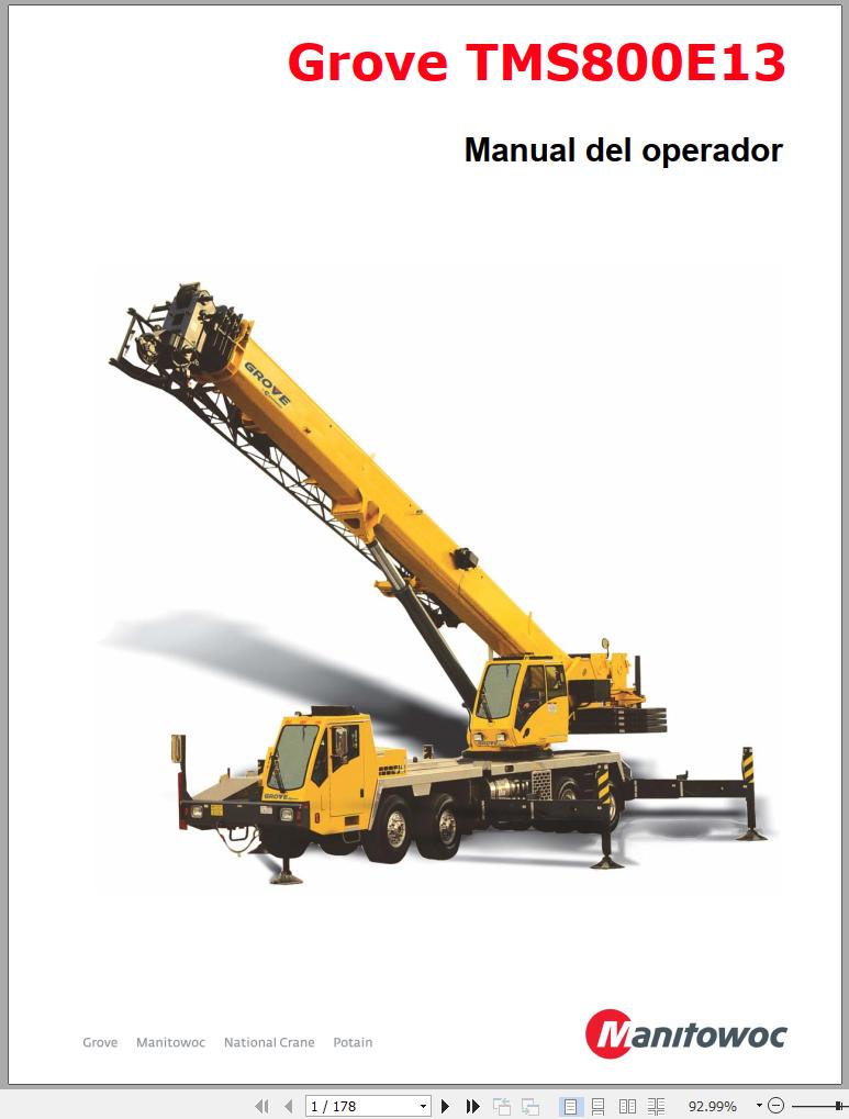 Grove Crane TMS800E Operator Manual and Schematics