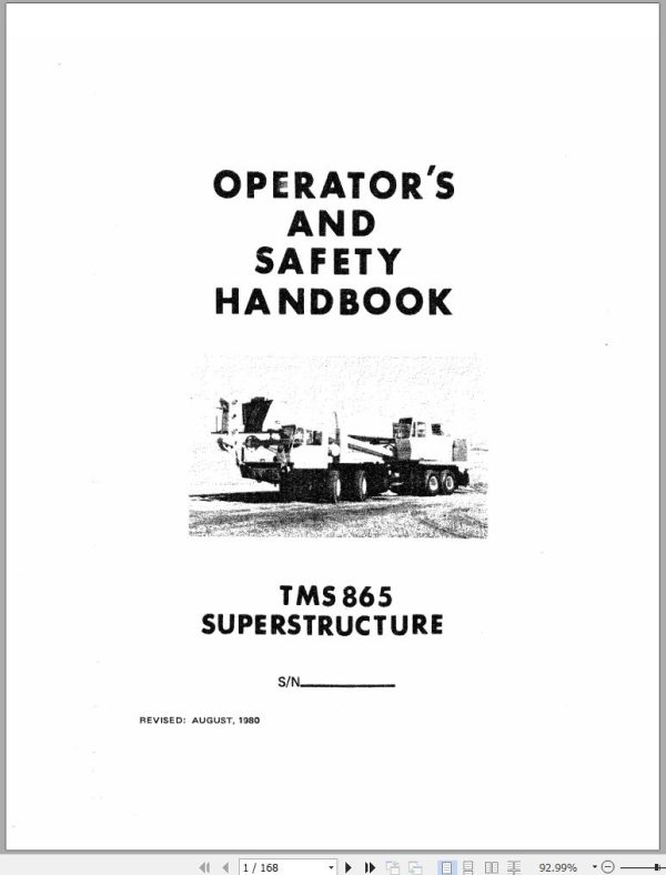 Grove Crane TMS865 Operator Manual Parts Catalog and Electric Schematic