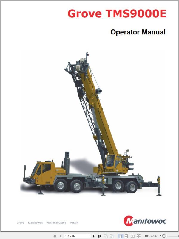 Grove Crane TMS9000E Service Parts Operator Manual and Schematics 235370